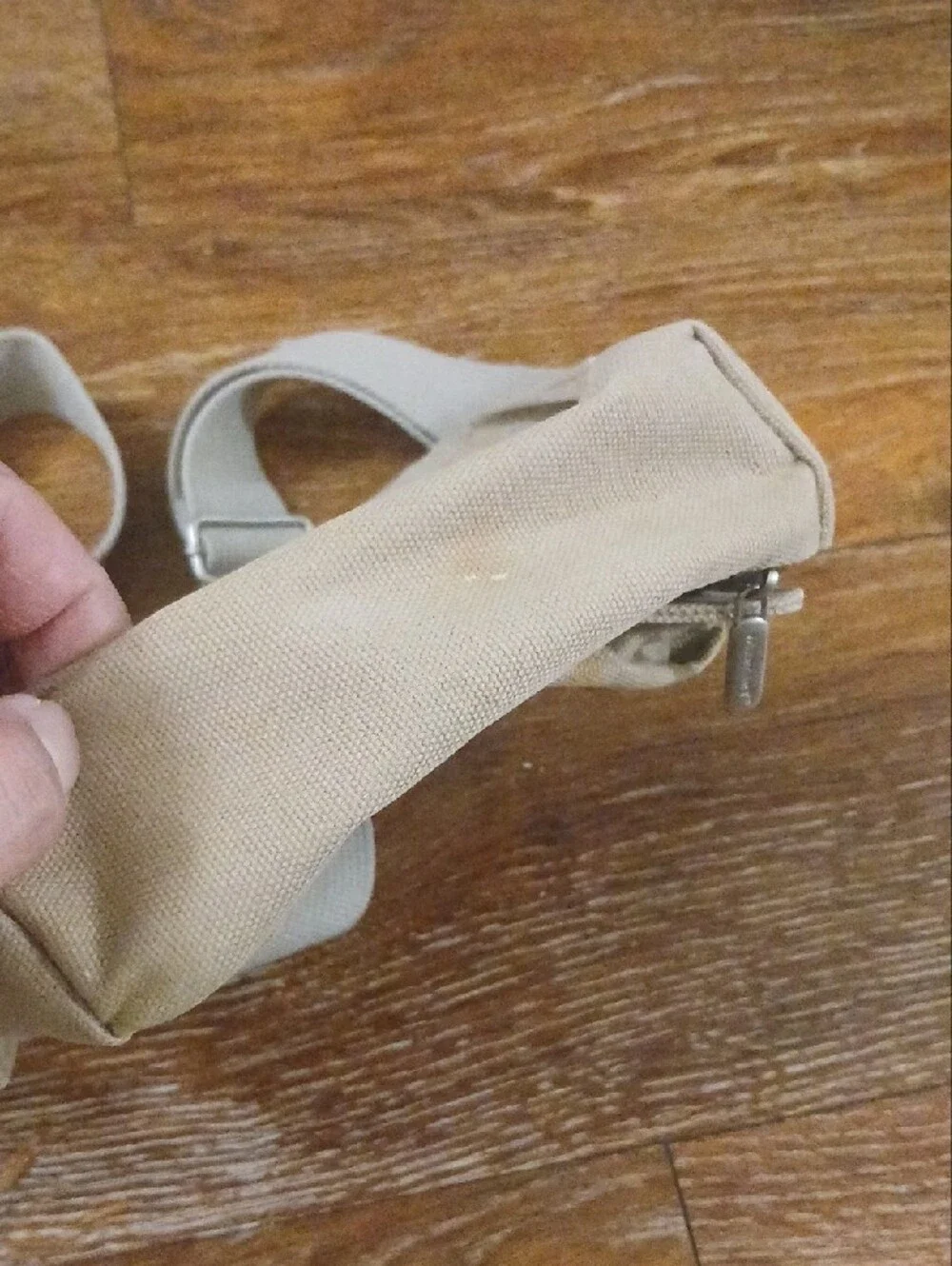 Men's Beige Canvas Crossbody Bag - Compact Everyday Shoulder Bag